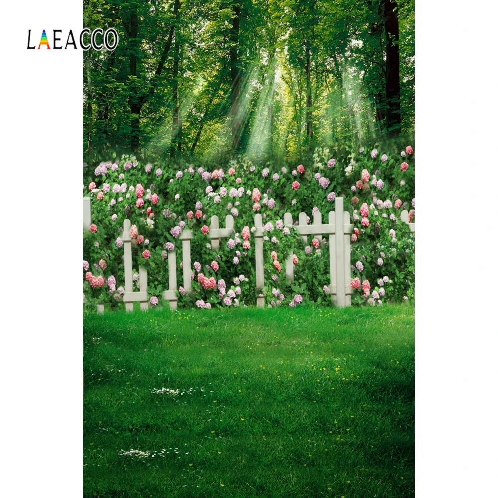 Laeacco весенние решетки цветы цветущая луга детский душ фоны для фотографий