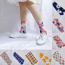 Женские Дышащие Короткие носки с принтом в духе колледжа; сезон весна-лето; skarpetki damskie; Сезон Зима; calcetines mujer harajuku; забавные meias