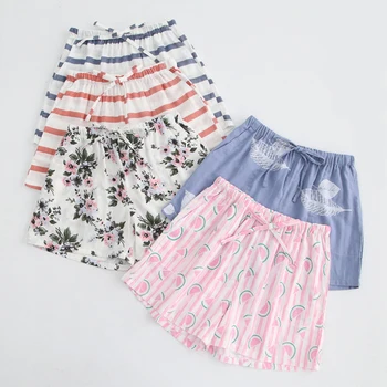 

Women Sleep Shorts Summer Cotton Gauze Pajamas Pants Printing Sleep Bottoms Sleep Wear Sleeping Womens Lounge Wear Sleepwear