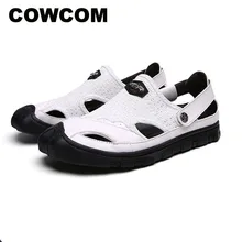 COWCOM/Коллекция года; сезон весна; повседневная обувь; Мужские дышащие сандалии; удобная мужская обувь; кожаная обувь; модная женская обувь; CLK