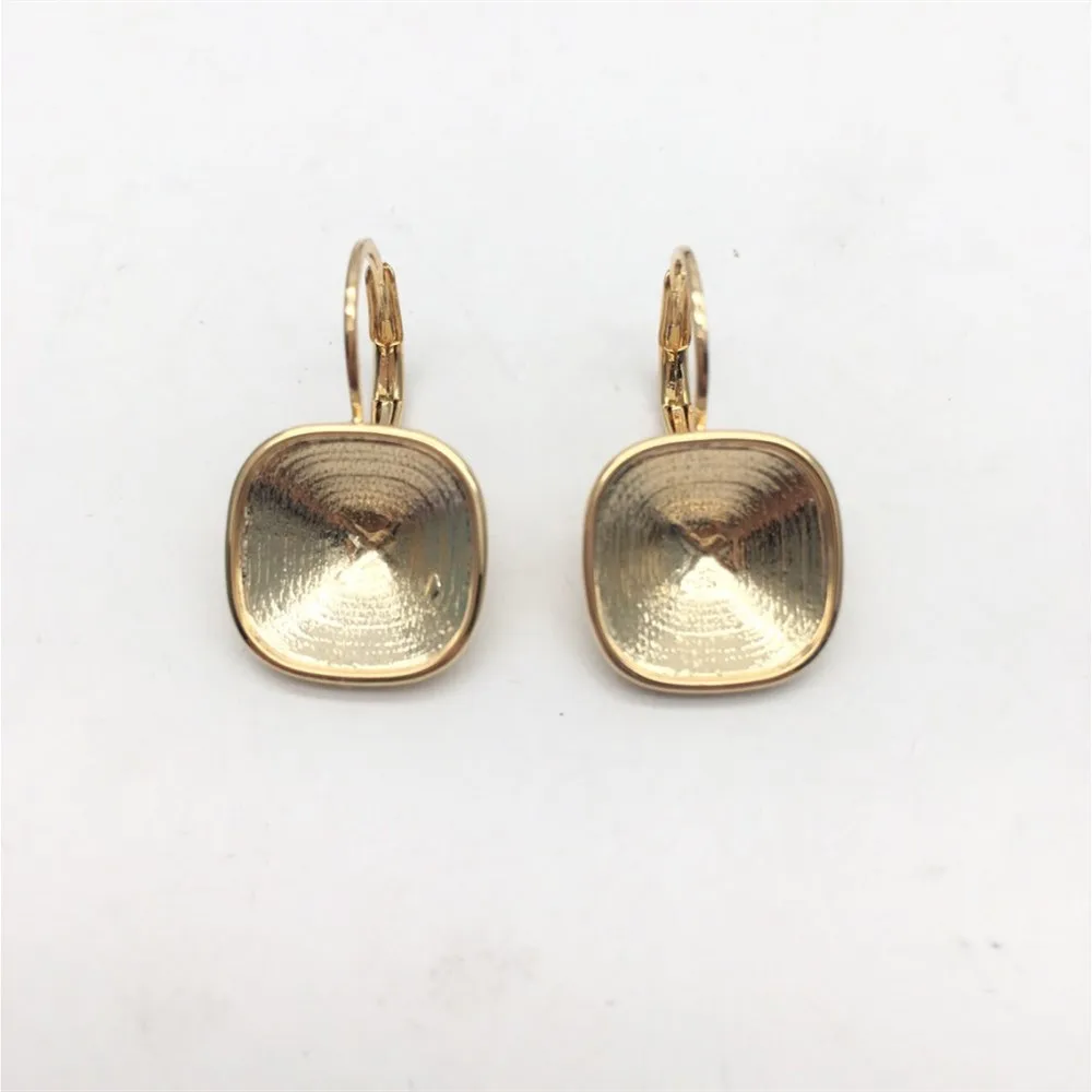 Many Sizes Brass Leverback Earring Bases for 4470 Square Fancy Stones