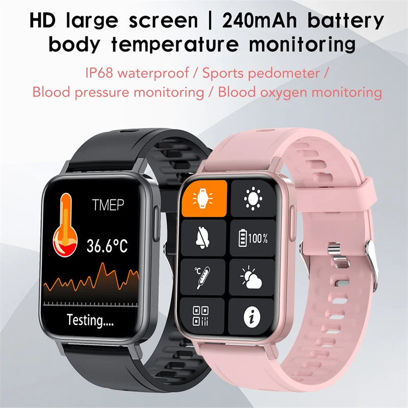2021 New Full Touch Smart Watch Men and Women Sports Clock IP68 Waterproof Heart Rate Monitoring SmartWatch For IOS Android +Box