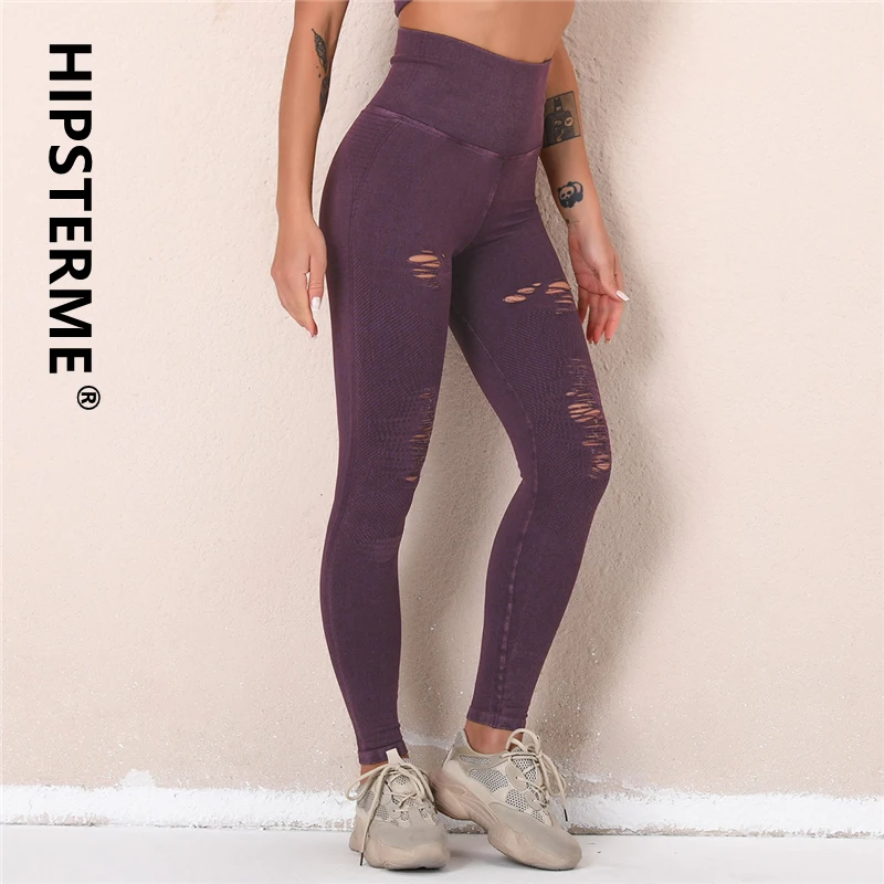 Hipsterme Ripped Yoga Pants Women High 
