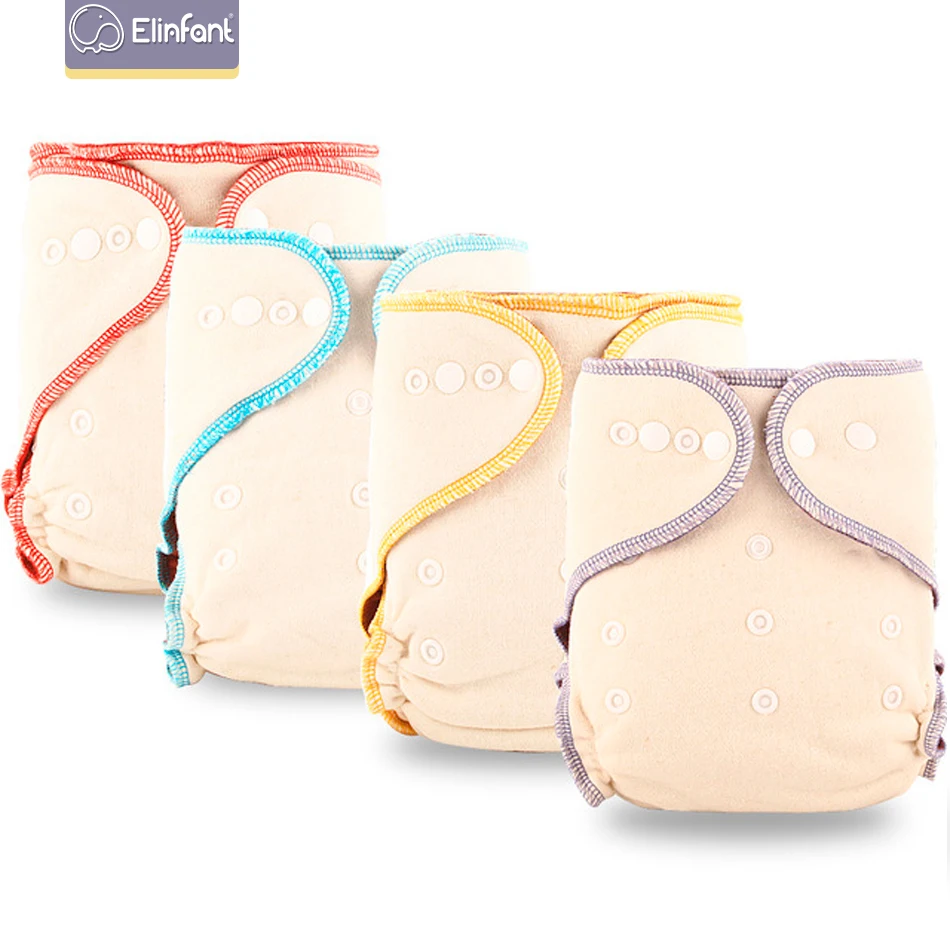 Baby Nappy Pack Fitted-Diaper Coffee AI2 Night-Aio Elinfant Reusable Polar-Fleece One-Size