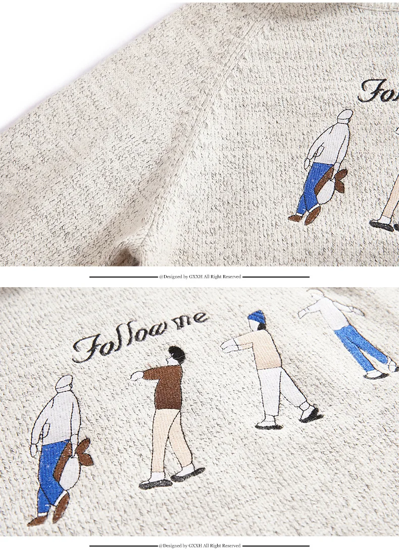 GXXH New Personalized Embroidery Turtleneck Sweater Men Warm Winter Thick Black Beige Color Pullover Sweaters Big Size Male