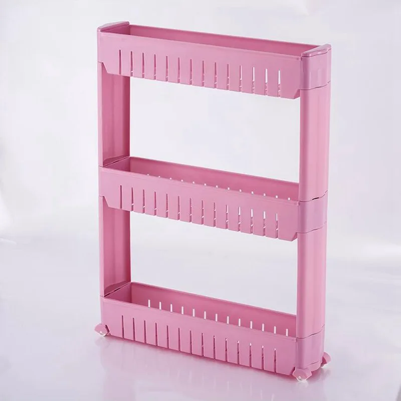 

Gap Storage Shelf For Kitchen Storage Skating Movable Plastic Bathroom Shelf Save Space 3 layers High Quality