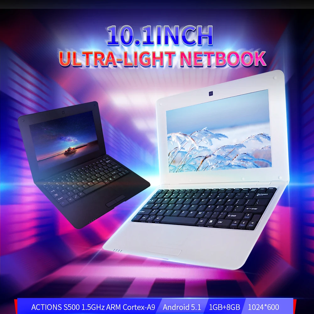 10.1inch Netbook Lightweight Portable Laptop ACTIONS S500 1.5GHz ARM Cortex-A9/Android 5.1/1G+8G/1024*600 Ultra-thin Netbook 5