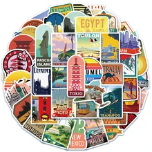 50PCS/Set Vinyl Stickers Pack, City Travel Landscape Stickers Waterproof for Laptop, Water Bottles, Computer, DIY Decoration