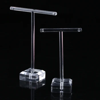 

2pcs/Set Clear Plastic Earrings Showcase Display T Bar Stand Holder Organizer Jewelry Hanger Display Rack Kit Container Simple