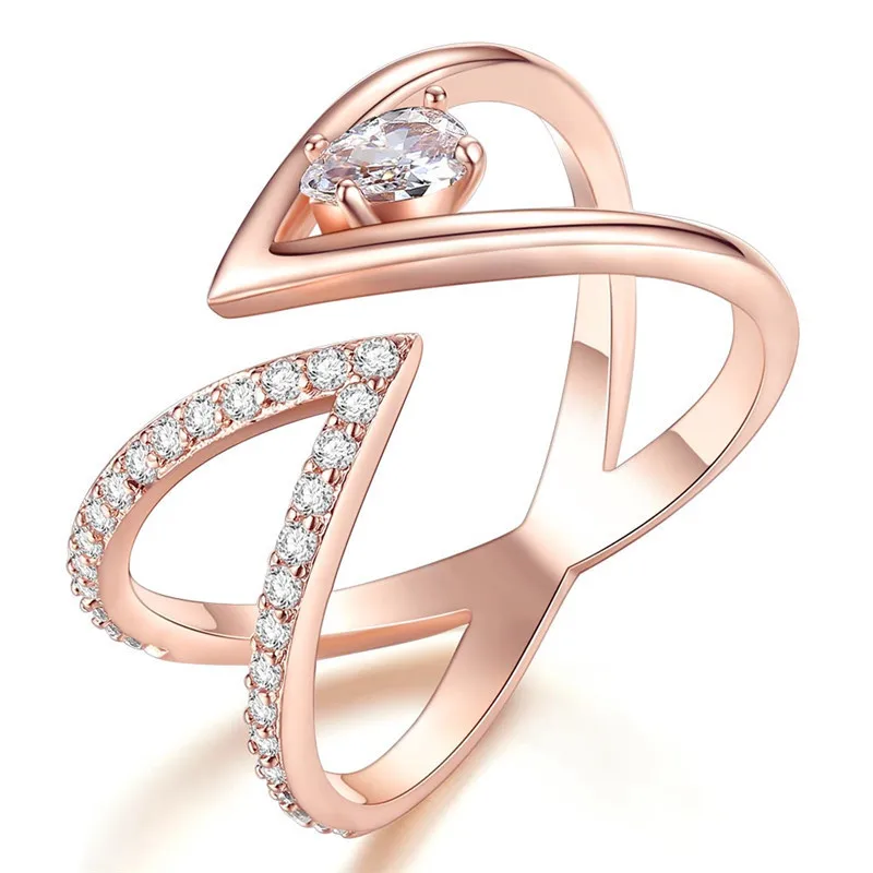 New Adjustable Opening ring fit Rhinestone Crystal Hollow Gold Color women's rings for men Female Party anillos mujer Lover gift |