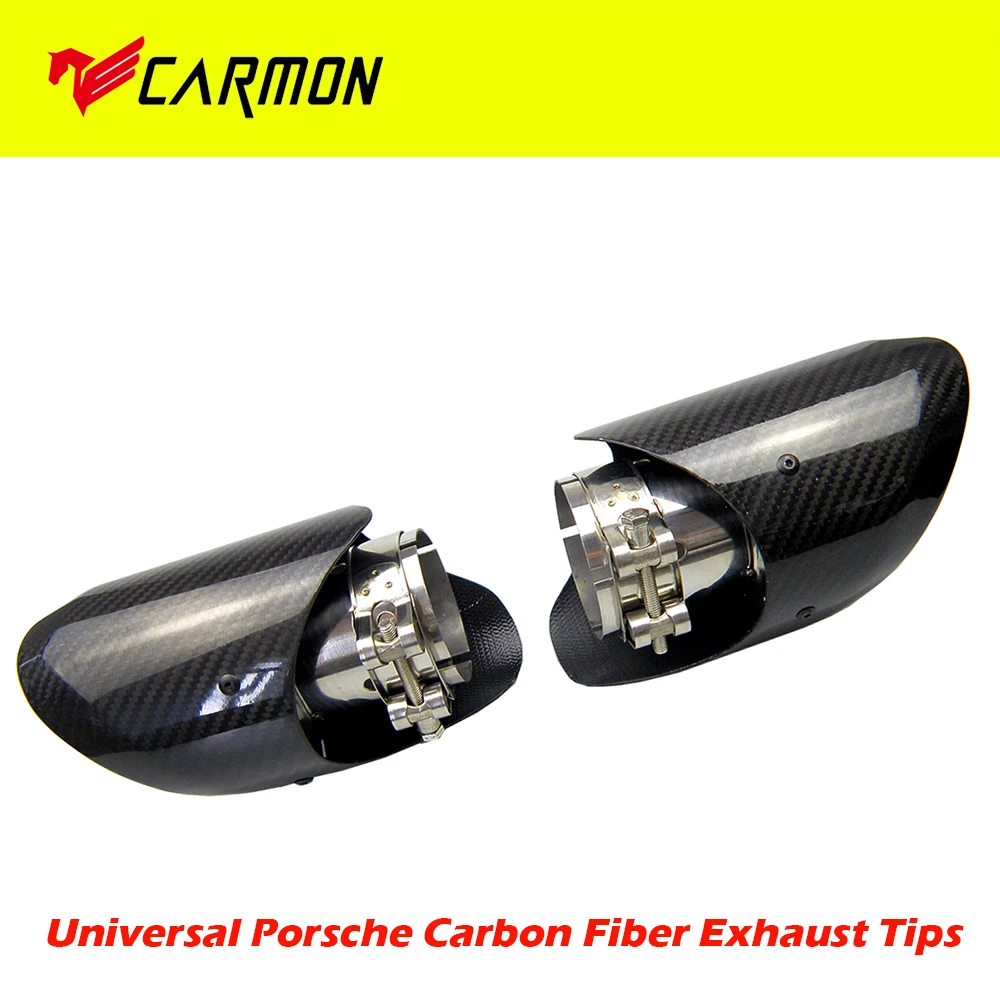 

Universal Real Carbon Fiber Slanted Exhaust Muffler Tips Porsche Styling for BMW for Volkswagen exhaust tip with wing styling