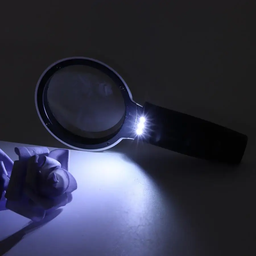 10-кратное увеличение портативный ручной 3LED лупа для чтения