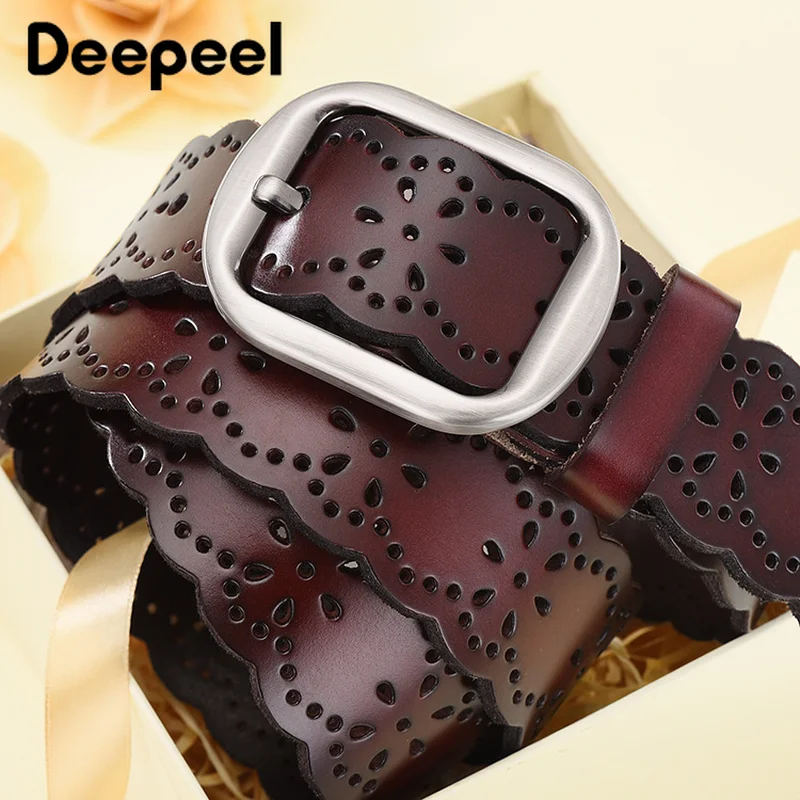 Deepeel 1 шт. 3.8X105-120 см Модный женский ремень из натуральной кожи с цветочным узором Женская Пряжка для джинсов декоративные ремни YB185