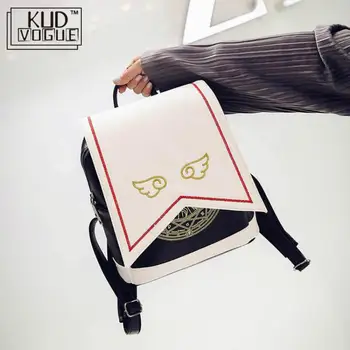 

Kawaii Backpack With Angel Wings Pu Women Anime Card Captor Sakura Mini Cardcaptor Sakura Printing Cute School Bags Sac