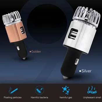 

Dual USB Charger 12V Car Air Purifier Ionizer Vehicle Air Cleaner Freshener Anti Microbial Car Deodorizer Odor Smoke Eliminator