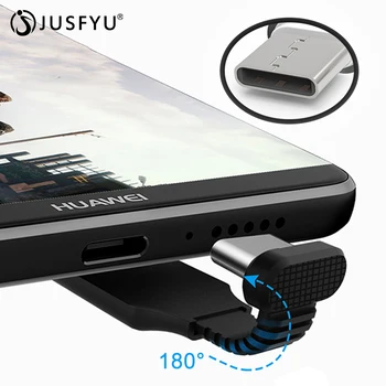 

1m 2m 2.4A Fast Charging Type C USB Cable 180 Degree Game Cord for Samsung S10 S9 S8 Mobile Phone Gaming Wire for Xiaomi Huawei
