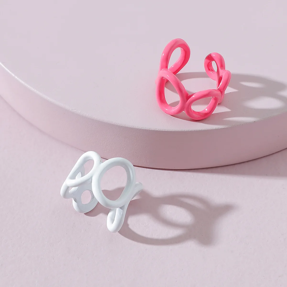 Simple Hollow Resin Geometric Color Paint Ring Set Fashion Women Jewelry Party Gift Brand Style Finger Girl | Украшения и