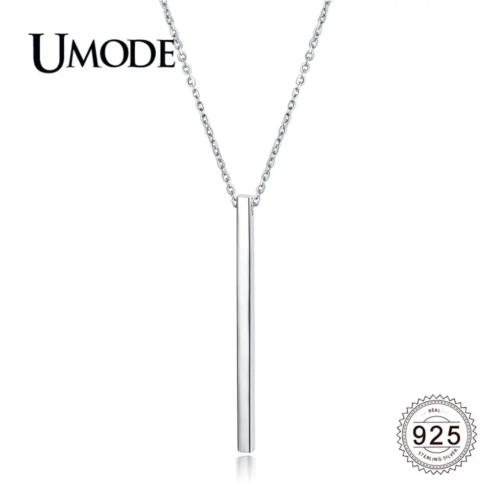 

UMODE New Design Long Bar 925 Sterling Silver Necklace for Women Valentine's Day Silver 925 Jewelry Gift Collier Femme ALN0192