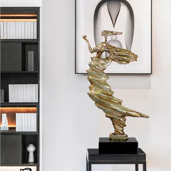 

Modern Art Abstract Dancing Girl Sculpture Statue Resin Home Decoration Accessories Marble Desktop Attic 49cm Statue Decoration