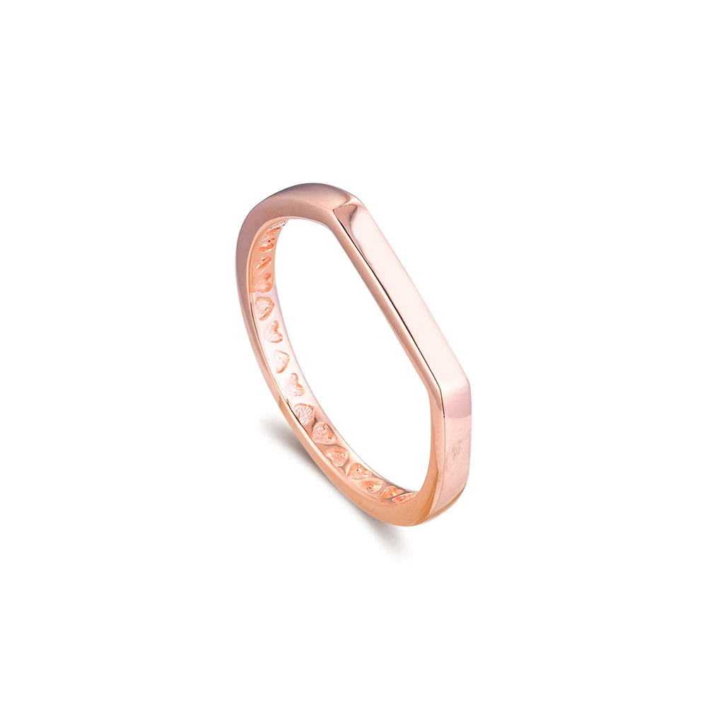 Rose gold Sparkling bar stacking ring Sterling Silver Jewelry Fashion Wedding Rings for Women Stackable Style Girls Ring | Украшения и