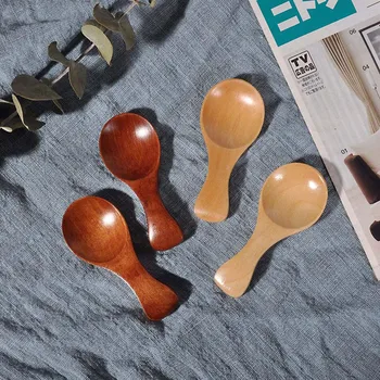 

Mini Wooden Spoon Kitchen Spice Spoon Wood Sugar Tea Coffee Scoop Small Short Condiment Spoons Utensils Cooking Tool