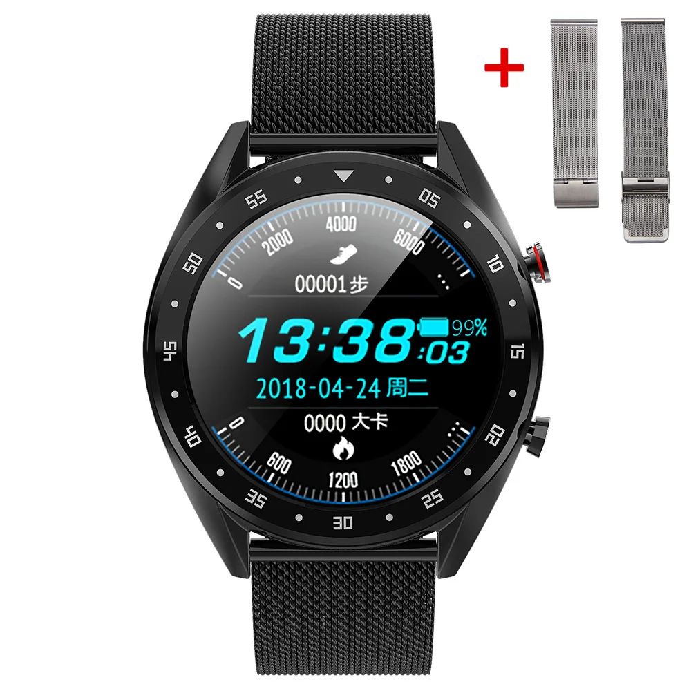 Lemado L7 Смарт-часы для мужчин сообщение Push металлический чехол ЭКГ кровяное давление кислорода Smartwatch IP68 300 мАч для Android IOS Телефон - Цвет: black add silver