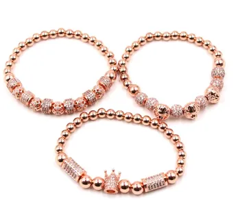 

8mm 3set/lot hgf43 silver gold Crown Lion head copper micro pave cz zircon cubic zirconia Bracelet adjusted Charm Bangles