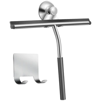 

TOPBATHY Silicone Squeegee Stainless Steel Squeegee Scraper Water Cleaner with Hooks for Shower Door Glass Tile