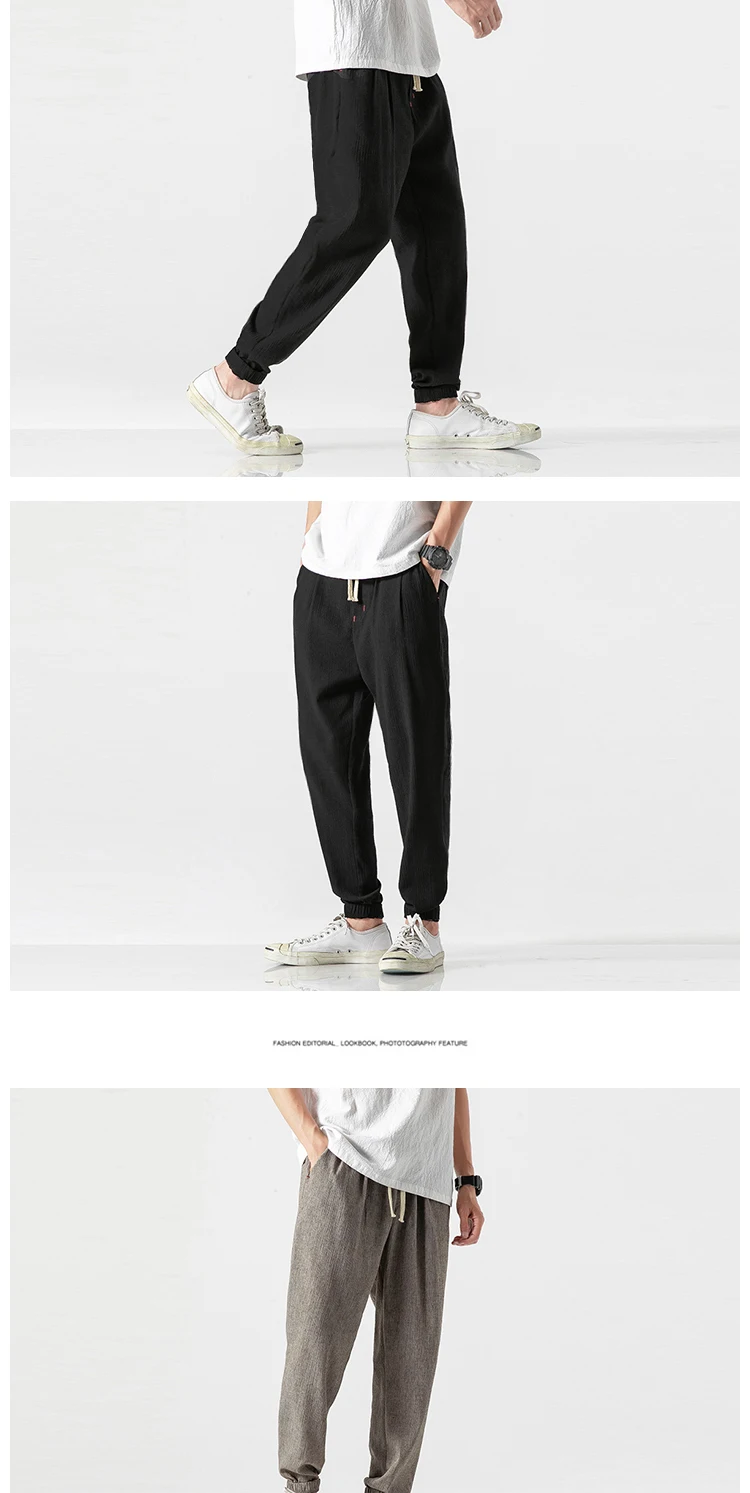 Japanese thin bloomers, linen pants, cotton and linen harem pants men  harajuku fashion  japanese fashion mens hip hop clothing