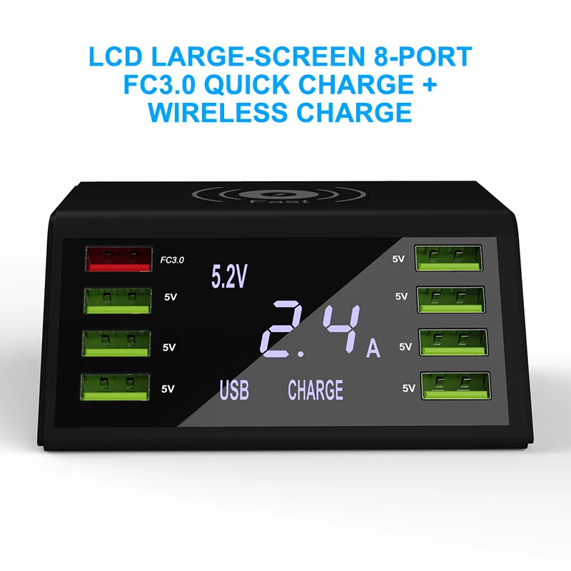 Зарядное устройство Qi Беспроводной Зарядное устройство безопасная быстрая зарядка 3,0 быстрой зарядки Универсальный нескольким степеням защиты 8 Порты usb 5 V/1A 2.4A 3.5A адаптер