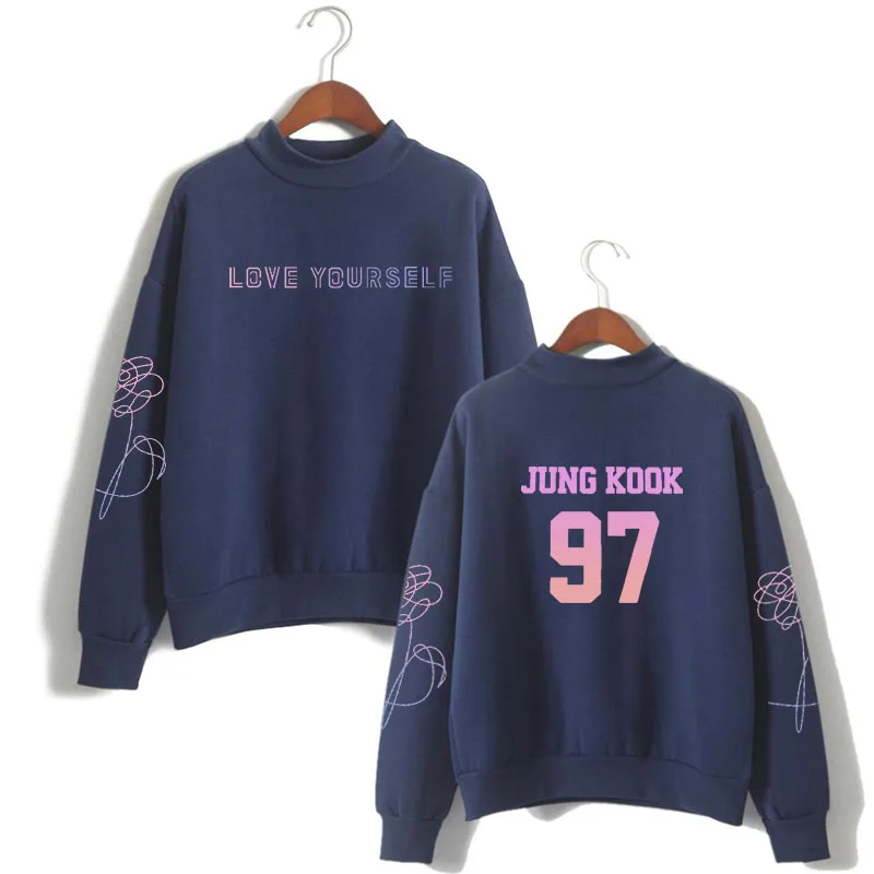 jung kook deep blue Jung kook 97 loveyourself Толстовка в стиле «bangtan» love yourself rapmonster 94 Женская Толстовка harajuku kpop bangtan Hope World Poc - Цвет: jung kook deep blue