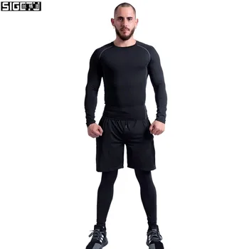 

4 Pcs/Set Men's Tracksuit Sports Suit Gym Fitness Compression Clothes Running Jogging Sport Wear Exercise Workout Jerseys Tights