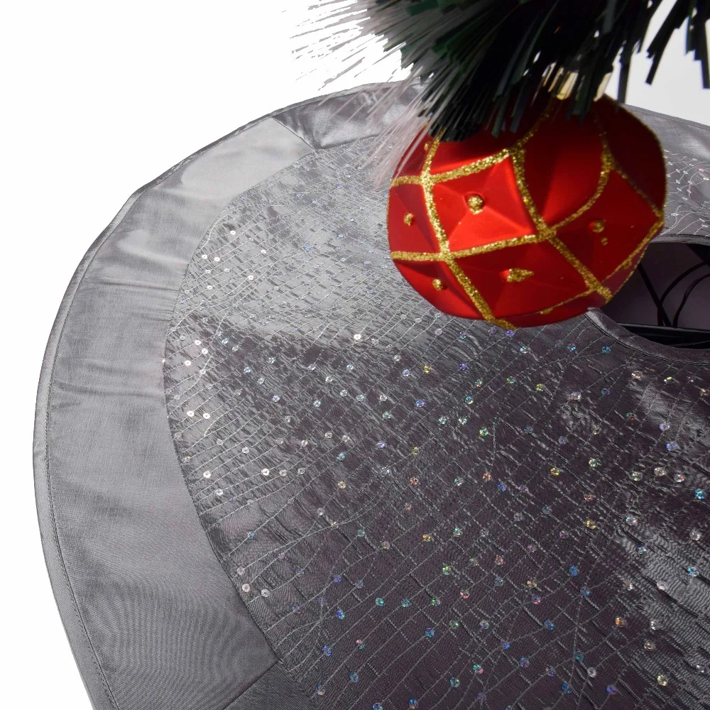 Очень большая 5" блестка Блеск украшения тела Роскошная Серебряная Рождественская елка юбка P1356