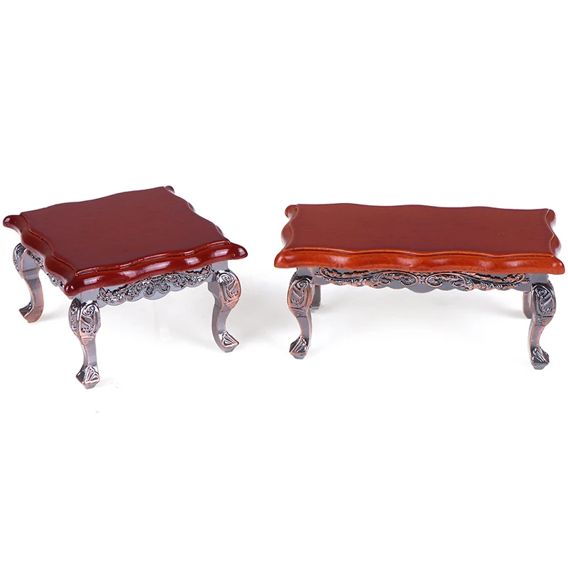 

DIY Alloy Miniature Furniture coffee tea Dining Tables For Mini Doll House Miniatures Furniture Toys Gifts For Children Adult