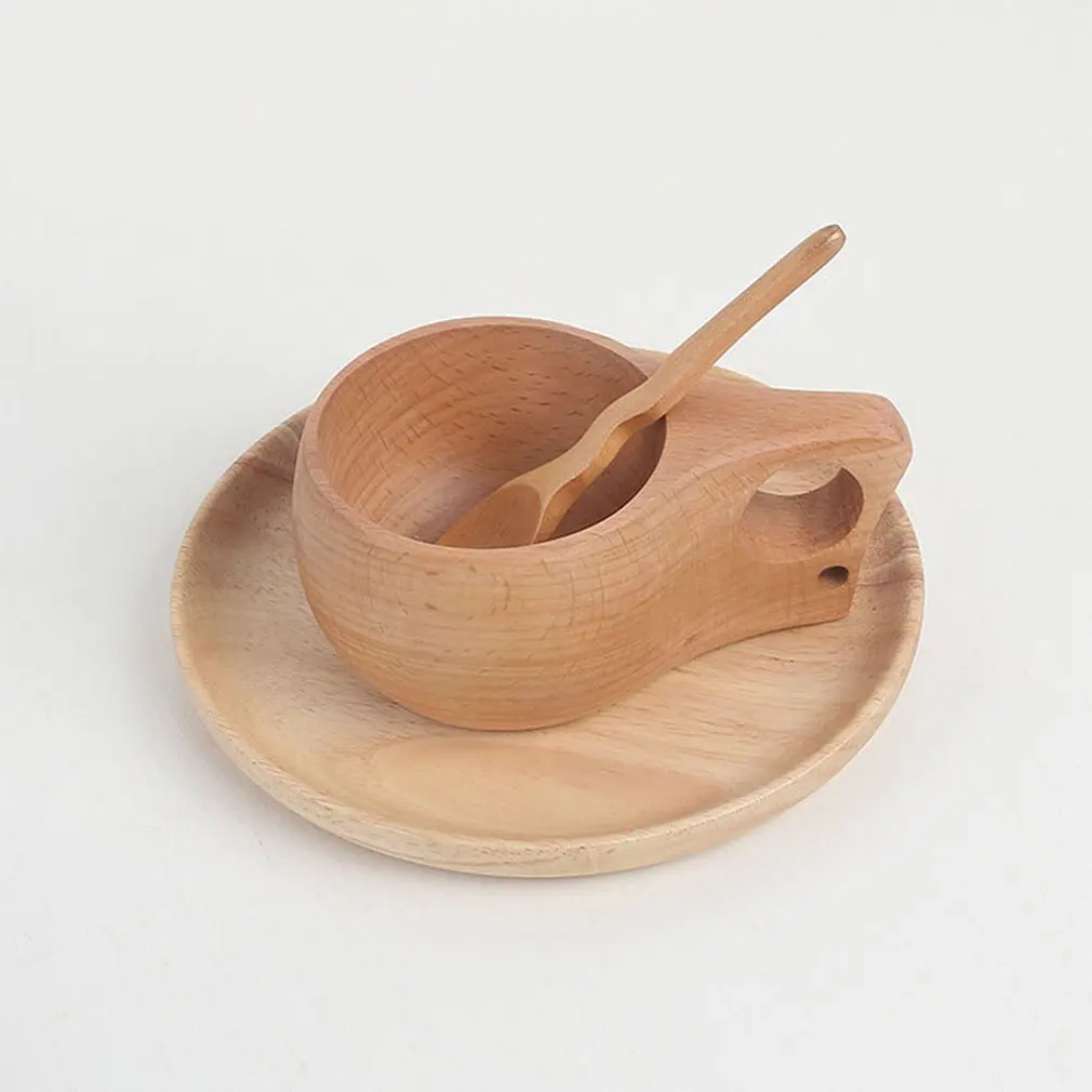 Elm Finnish Style Handmade Wooden Cup With Handle Coffee Cups& Mugs Travel Portable Craft Cup Irregular Shape