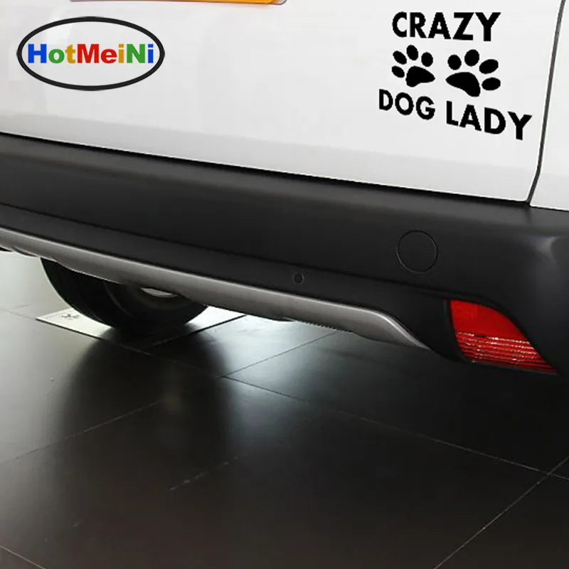 

EmpireYing Cute Pet Dog Paw Prints Lettering Arts Crazy Dog Lady Car Sticker Window Bumper Auto Car Decor Vinyl Decal 8 Colors