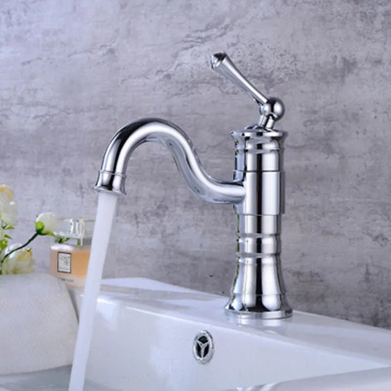 Electroplate Short Facebasin кран в европейском стиле горячей и холодной воды кран настольная раковина вращающийся кран с одной дырочный смеситель для ванной комнаты - Цвет: Electroplate Short