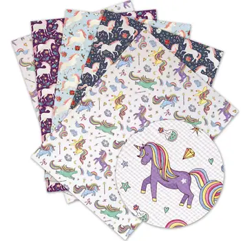 

Rainbow pony unicorn Faux Synthetic Leather Fabric Sheet For Needlework Home Textile DIY Hair Bows Crafts Wallet 30x136cm
