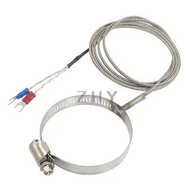 

0-400 Celsius 1.5M Temperature Sensor K Type Thermocouple + 2.6" Clamp Hoop