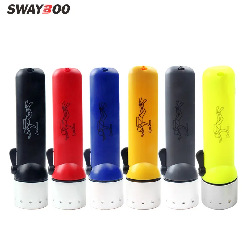 

Swayboo Plastic professional diving LED flashlight IP68 waterproof 5th battery AA*4 underwater special light flashlight portable