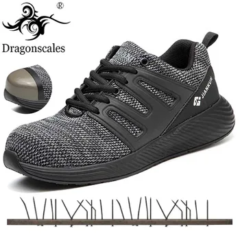 

Fashion New Breathable Mesh Safety Shoes Men Light Sneaker Steel Toe Indestructible Soft Anti-piercing Work Boot Plus size 36-48