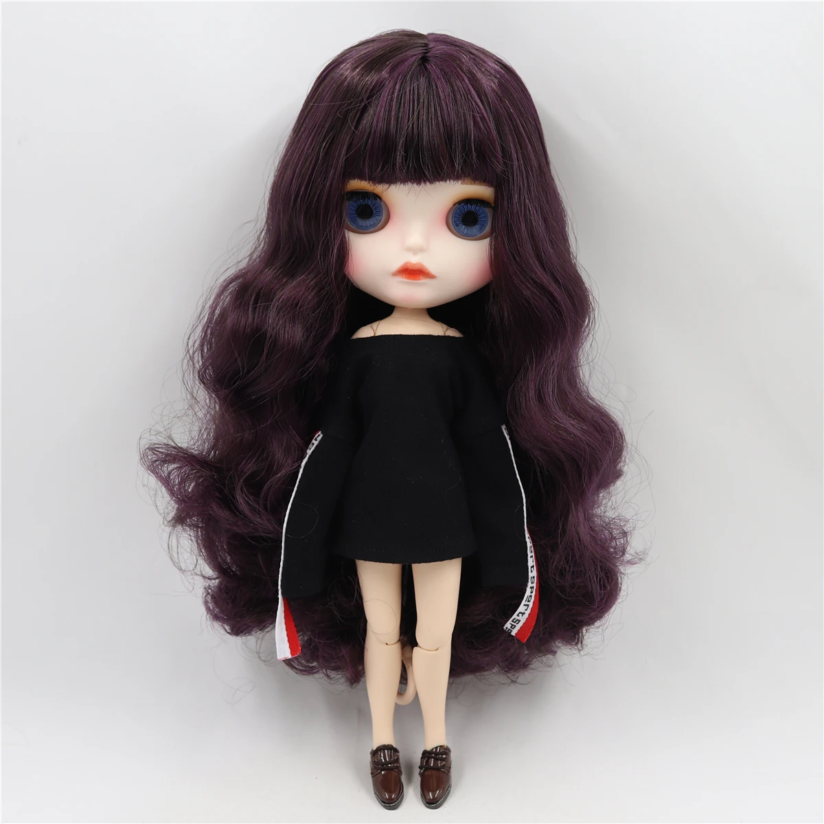 Neo Blythe Doll with Purple Hair, White Skin, Matte Pouty Face & Custom Jointed Body 1