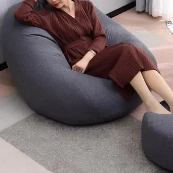 

Solid Color Cloth Lazy Sofas Cover Chairs without Filler Linen Cloth Lounger Seat Bean Bag Pouf Puff Couch Tatami Living Room