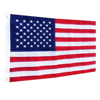 

American Flag Embroidered Stars, Heavy Duty Durable Flags Built for Outdoors, Vivid Color, Sewn Stripes, Brass Grommets, Outside
