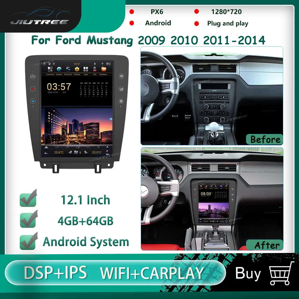 Android PX6 для Ford Mustang 2009-2014 автомобильное радио вертикальный экран мультимедийный