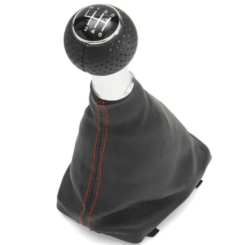 

Black Red Line 6 Speed Car Shift Gear Knob Lever Gaitor Boot Cover for A4 B6 B7 B8
