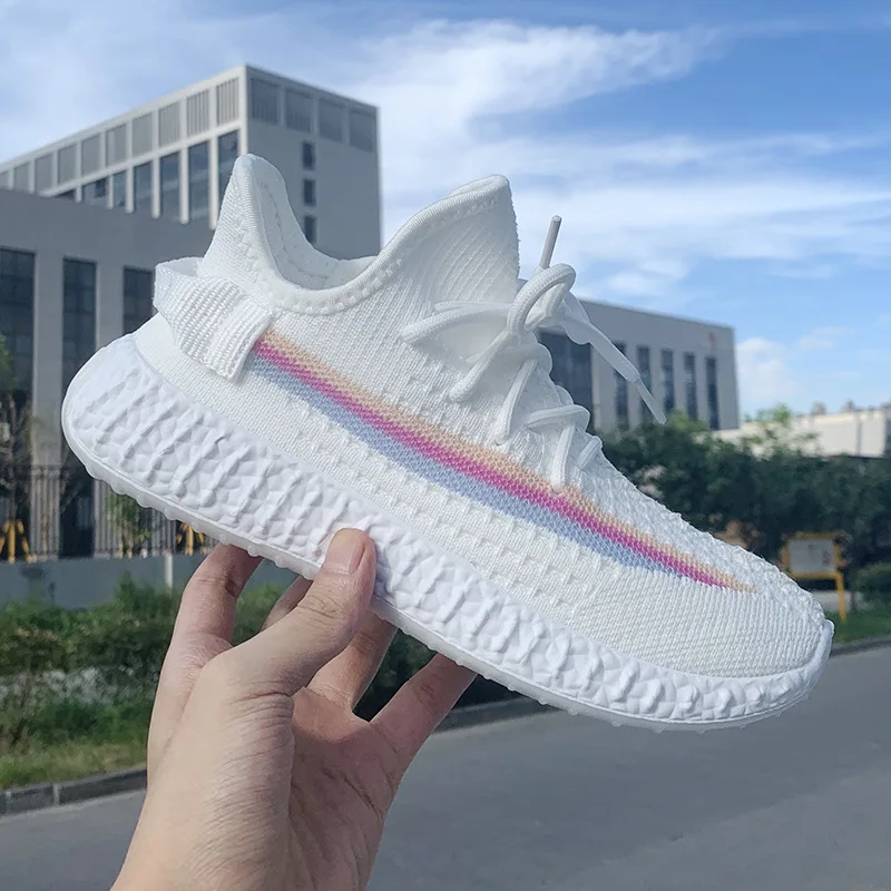 Flat Sneakers Tennis-Shoes Knitted Shose Women Casual Summer Ladies Breathable Fashion