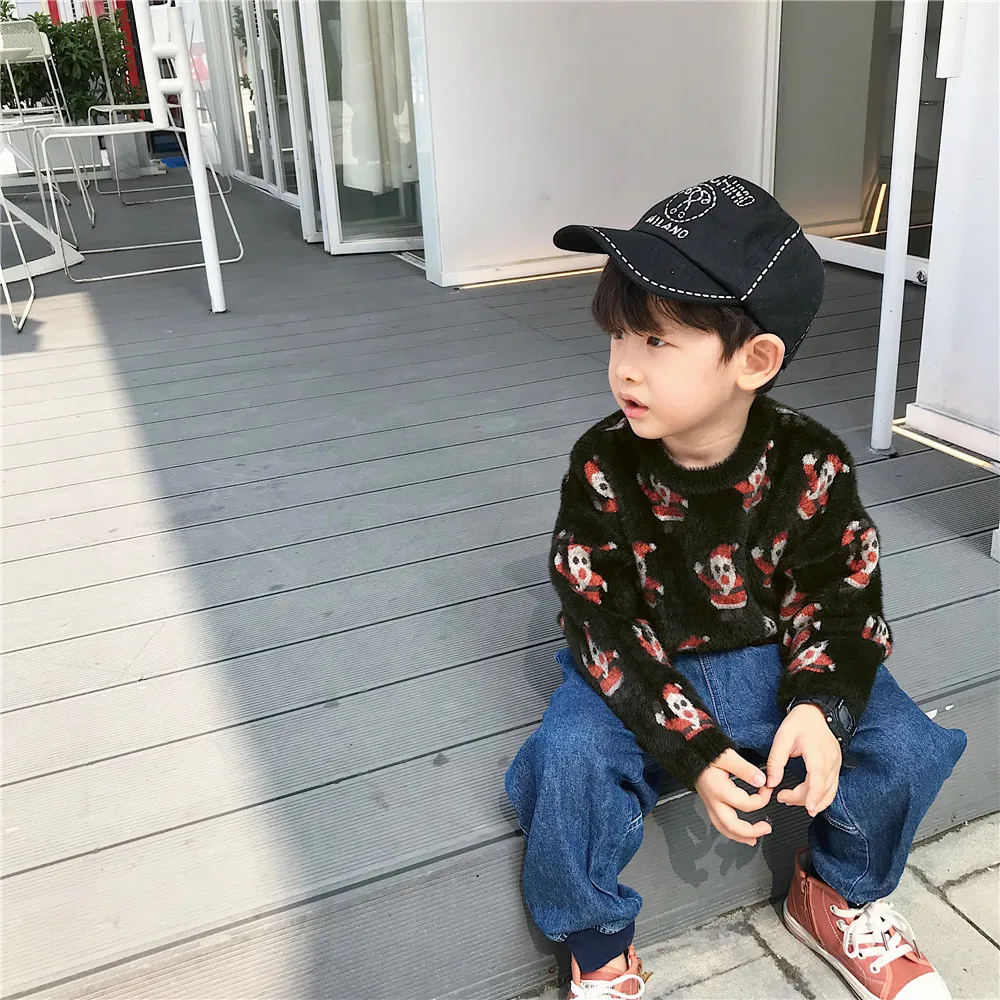 Tonytaobaby/осенне-зимняя новая детская одежда для мальчиков и девочек свитер с Санта Клаусом свитер для маленьких девочек
