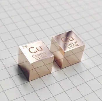 

10 X 10 X 10mm 6-Sided POLISHED Finishing Double-Sided Engraved Metal Copper Cube Periodic Table Of Elements Cube (Cu≥99.95%)