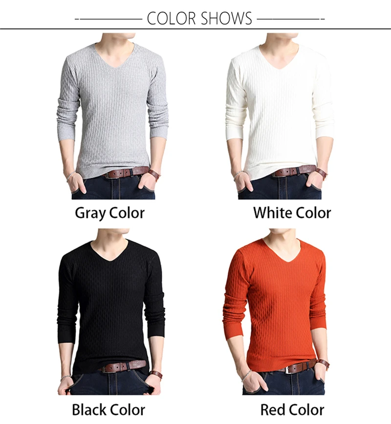 v neck sweater men BROWON Autumn Slim Sweaters Men Long Sleeve Sweaters for Young Men V-collar Pure Long Sleeve Knitted Sweater Men Clothing v neck sweater men